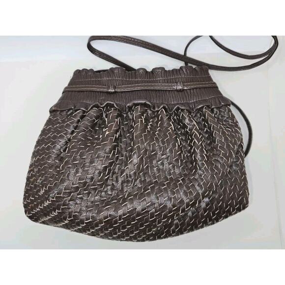 Fendi Shoulder Bag Brown Leather Vintage Braided Pochette Mini Draws 7x5 - Picture 10 of 16
